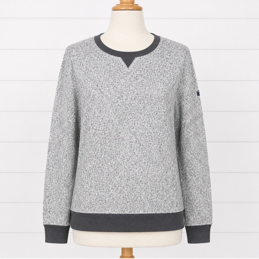 LL Bean Sweatser Gray Heather Fleece Pullover Crewneck Logo Cabincore Small